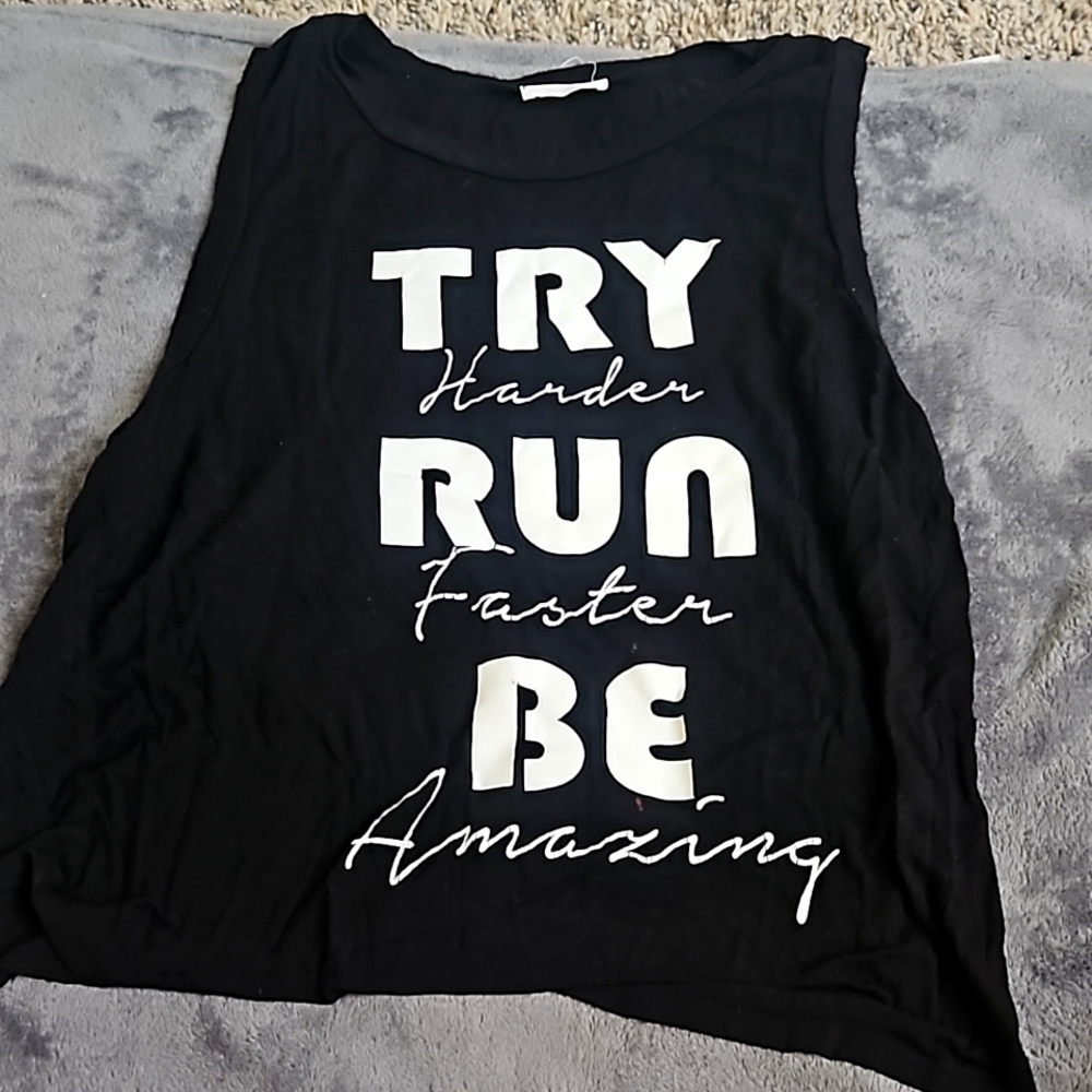 Source Unknown Black and White Graphic Tank Top